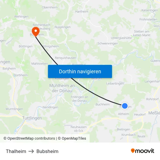 Thalheim to Bubsheim map