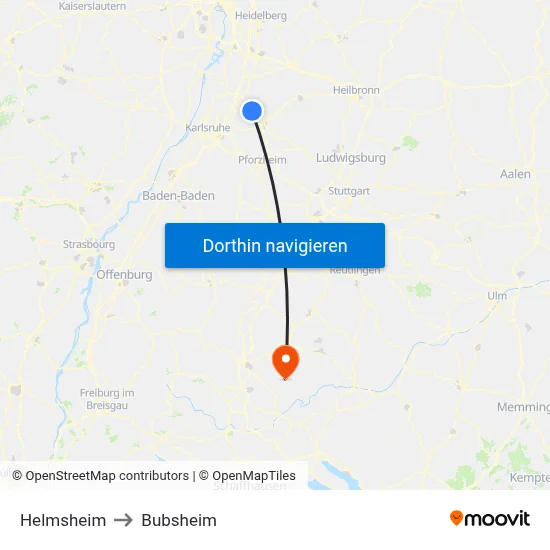 Helmsheim to Bubsheim map