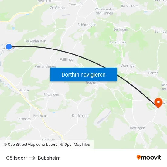 Göllsdorf to Bubsheim map