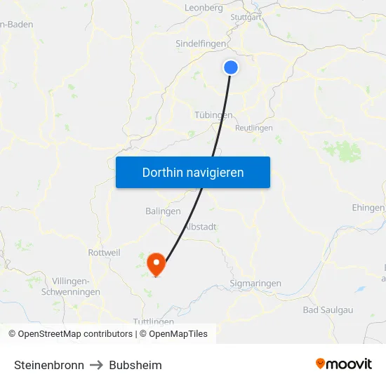 Steinenbronn to Bubsheim map