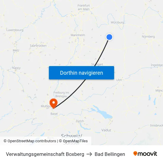 Verwaltungsgemeinschaft Boxberg to Bad Bellingen map