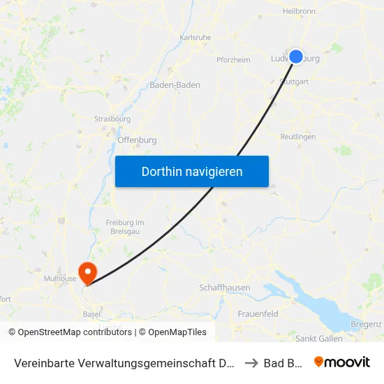 Vereinbarte Verwaltungsgemeinschaft Der Stadt Freiberg am Neckar to Bad Bellingen map