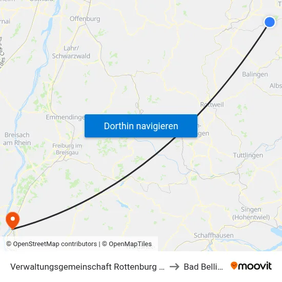 Verwaltungsgemeinschaft Rottenburg am Neckar to Bad Bellingen map