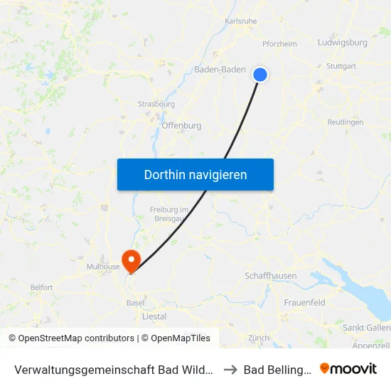 Verwaltungsgemeinschaft Bad Wildbad to Bad Bellingen map