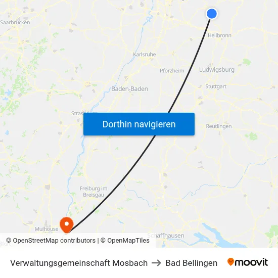 Verwaltungsgemeinschaft Mosbach to Bad Bellingen map