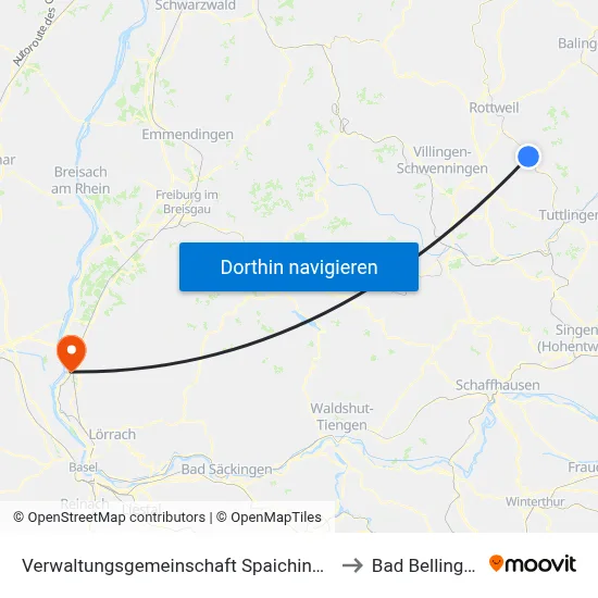 Verwaltungsgemeinschaft Spaichingen to Bad Bellingen map