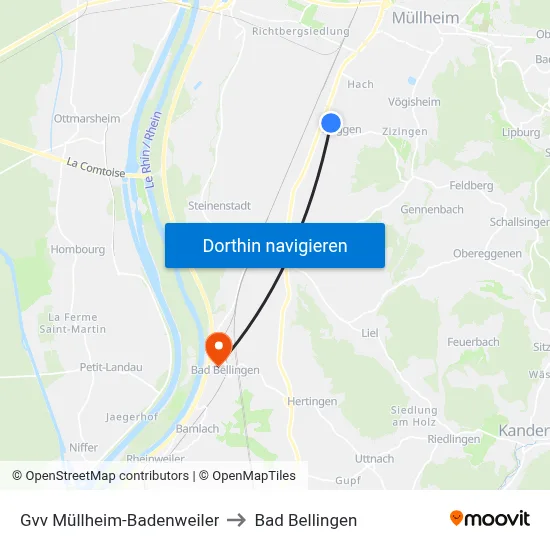 Gvv Müllheim-Badenweiler to Bad Bellingen map