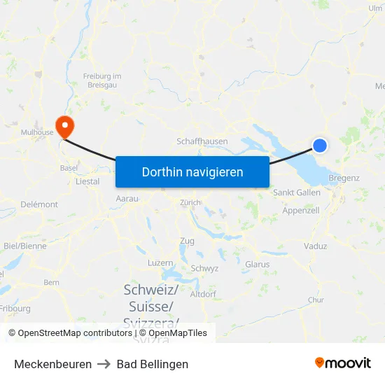 Meckenbeuren to Bad Bellingen map