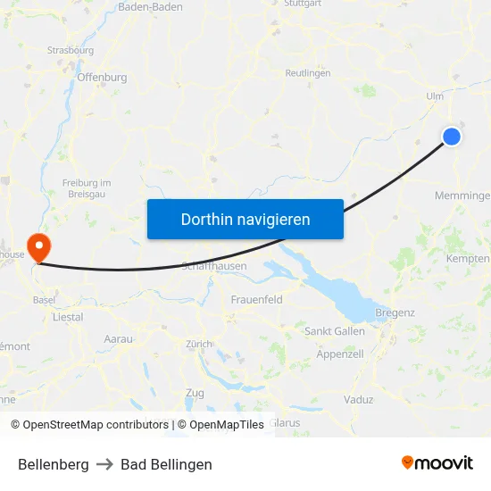 Bellenberg to Bad Bellingen map