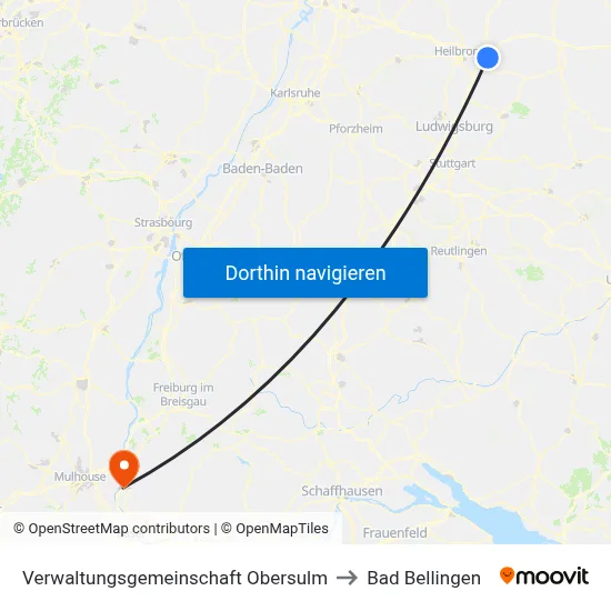 Verwaltungsgemeinschaft Obersulm to Bad Bellingen map