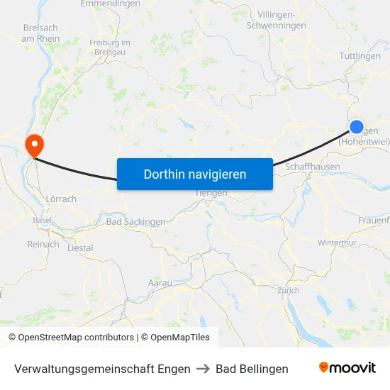 Verwaltungsgemeinschaft Engen to Bad Bellingen map