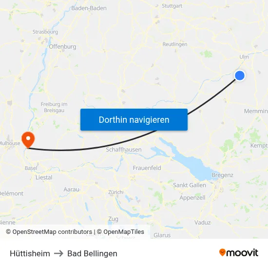 Hüttisheim to Bad Bellingen map