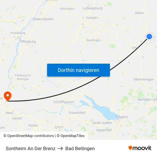 Sontheim An Der Brenz to Bad Bellingen map