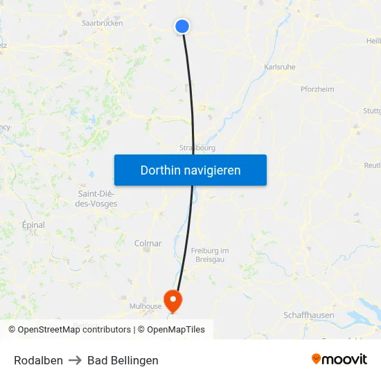 Rodalben to Bad Bellingen map