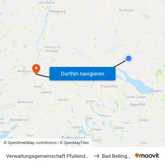 Verwaltungsgemeinschaft Pfullendorf to Bad Bellingen map