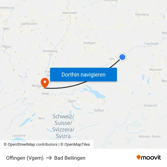 Offingen (Vgem) to Bad Bellingen map