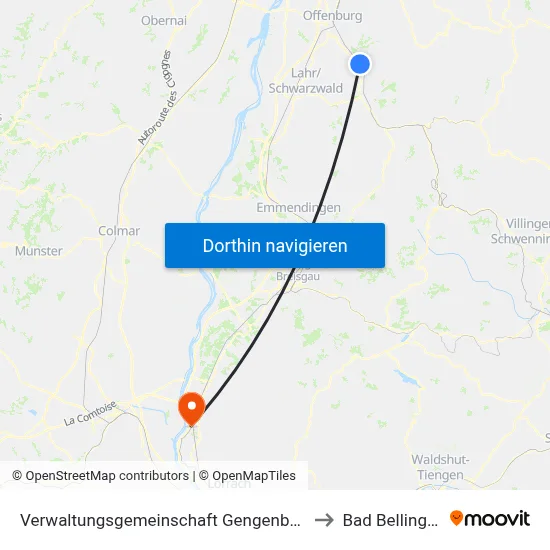 Verwaltungsgemeinschaft Gengenbach to Bad Bellingen map