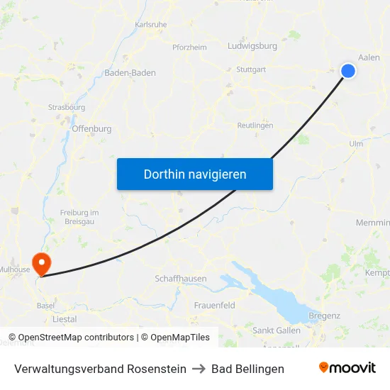 Verwaltungsverband Rosenstein to Bad Bellingen map
