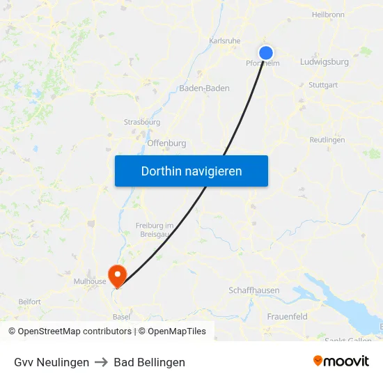 Gvv Neulingen to Bad Bellingen map