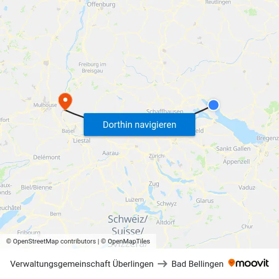 Verwaltungsgemeinschaft Überlingen to Bad Bellingen map