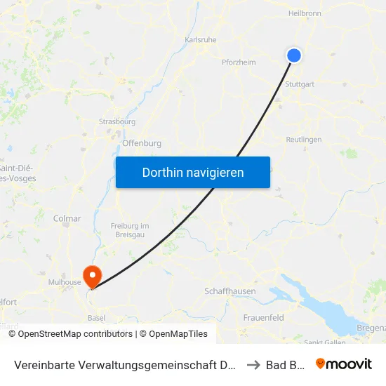 Vereinbarte Verwaltungsgemeinschaft Der Stadt Bietigheim-Bissingen to Bad Bellingen map