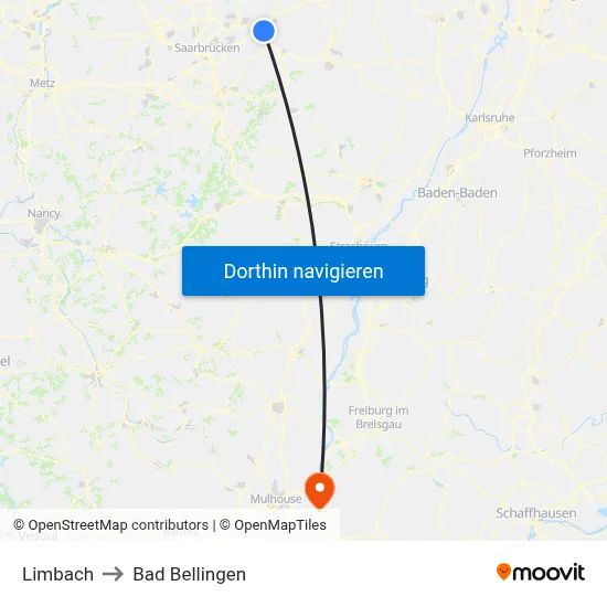 Limbach to Bad Bellingen map