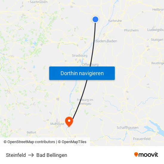 Steinfeld to Bad Bellingen map