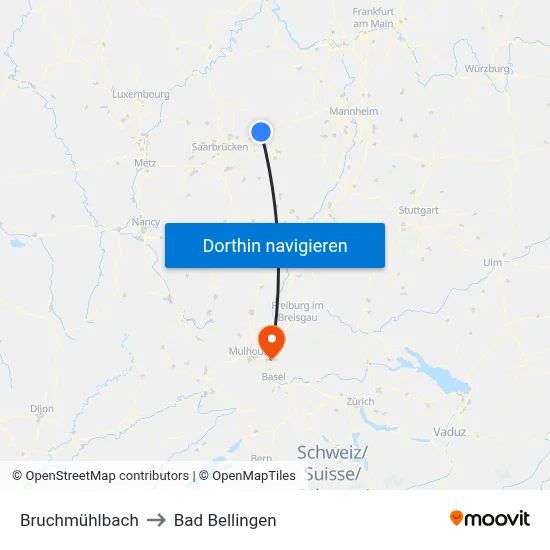 Bruchmühlbach to Bad Bellingen map