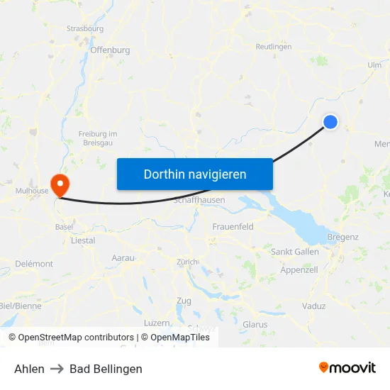 Ahlen to Bad Bellingen map