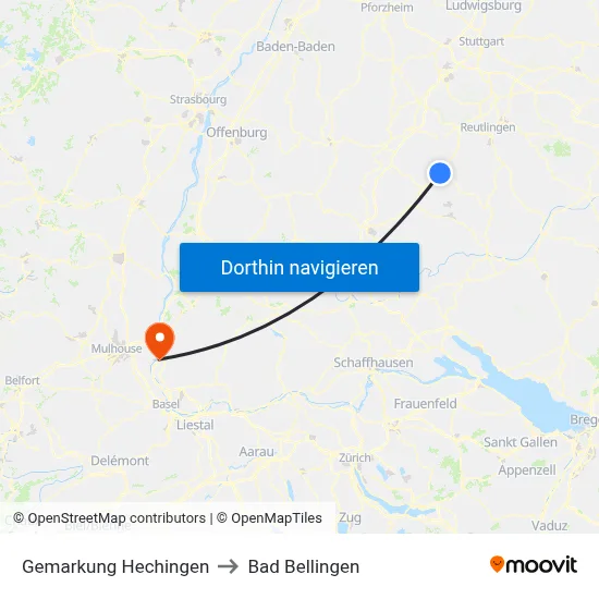 Gemarkung Hechingen to Bad Bellingen map