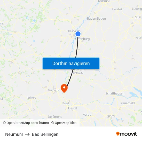 Neumühl to Bad Bellingen map