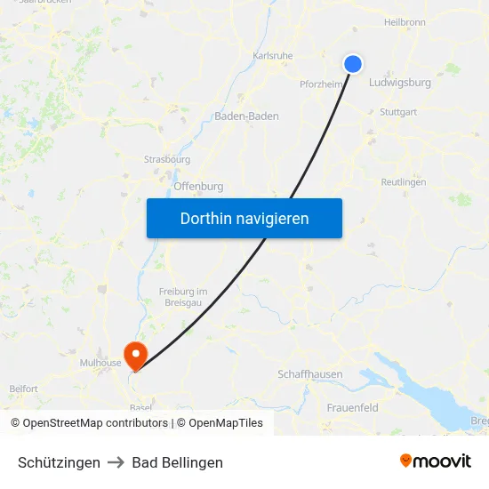 Schützingen to Bad Bellingen map