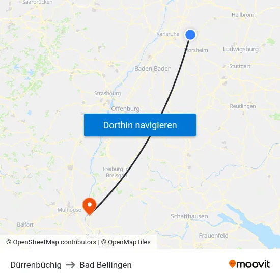 Dürrenbüchig to Bad Bellingen map