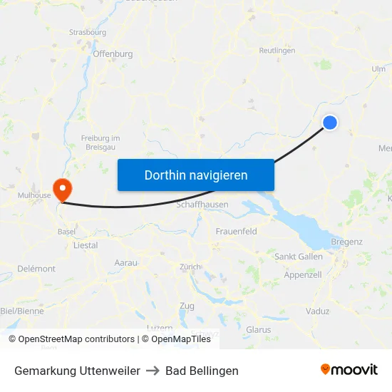 Gemarkung Uttenweiler to Bad Bellingen map