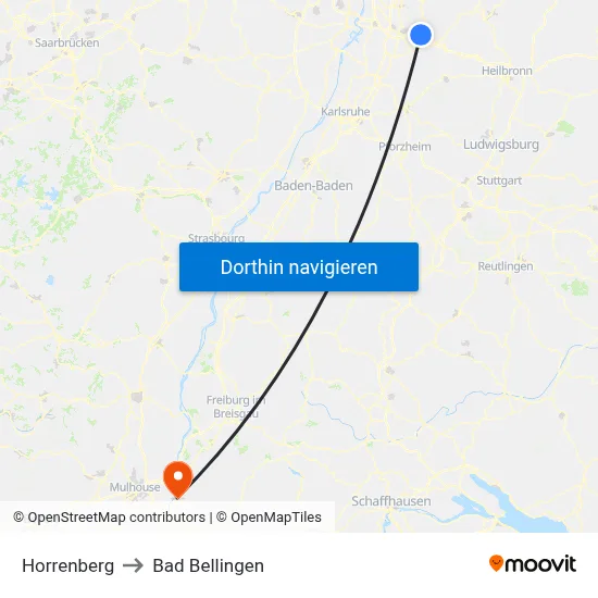 Horrenberg to Bad Bellingen map