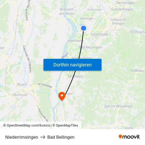 Niederrimsingen to Bad Bellingen map