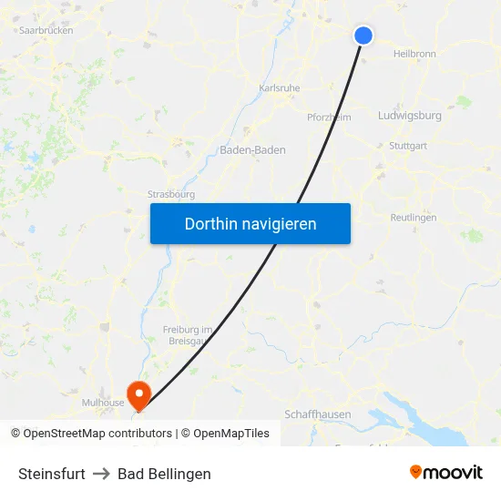 Steinsfurt to Bad Bellingen map