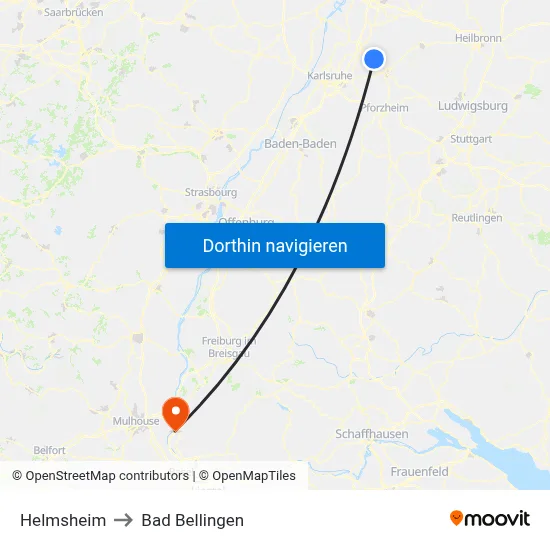 Helmsheim to Bad Bellingen map