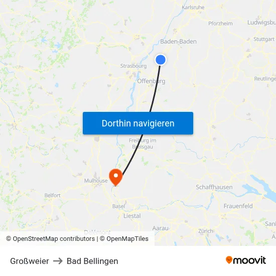 Großweier to Bad Bellingen map