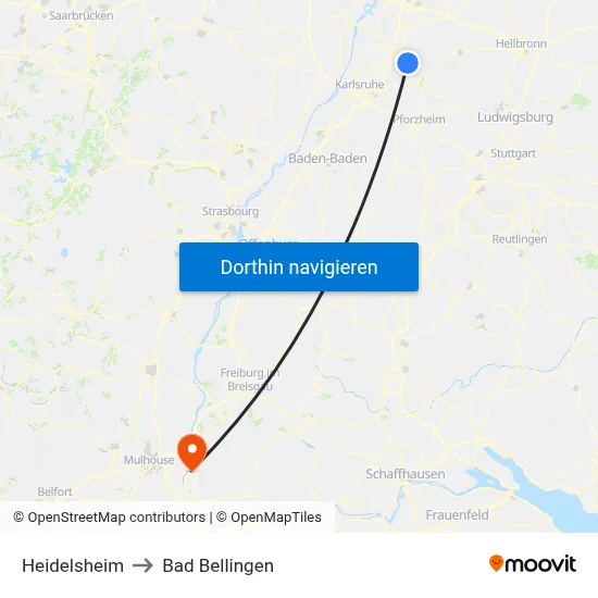 Heidelsheim to Bad Bellingen map