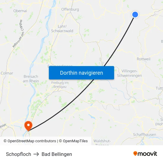 Schopfloch to Bad Bellingen map