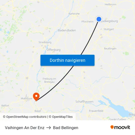 Vaihingen An Der Enz to Bad Bellingen map