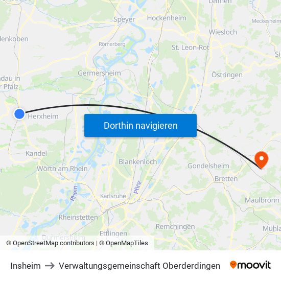 Insheim to Verwaltungsgemeinschaft Oberderdingen map