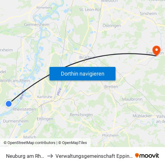 Neuburg am Rhein to Verwaltungsgemeinschaft Eppingen map