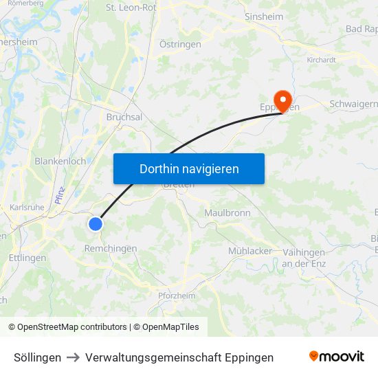 Söllingen to Verwaltungsgemeinschaft Eppingen map