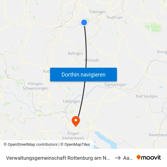 Verwaltungsgemeinschaft Rottenburg am Neckar to Aach map
