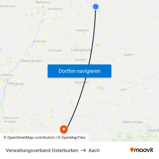 Verwaltungsverband Osterburken to Aach map