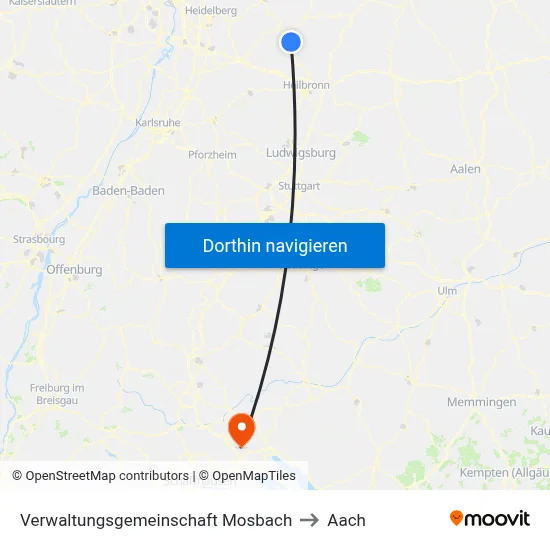 Verwaltungsgemeinschaft Mosbach to Aach map