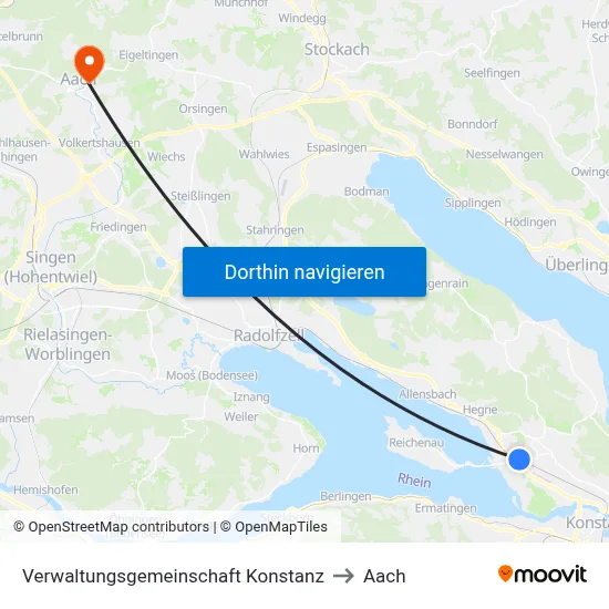 Verwaltungsgemeinschaft Konstanz to Aach map