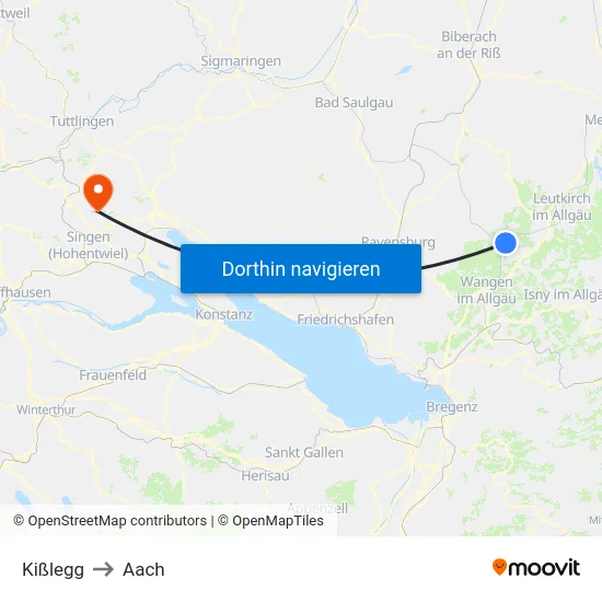 Kißlegg to Aach map